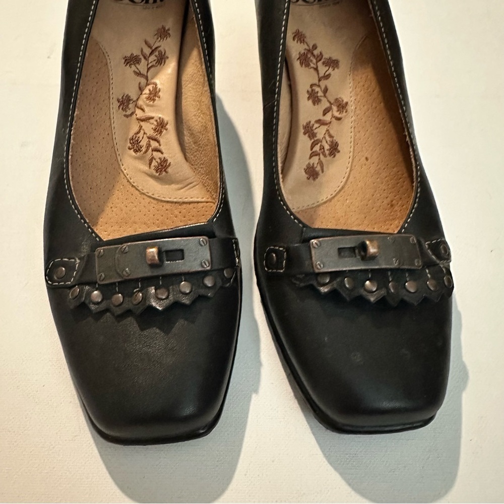 Sofft Kitten Heel Pump Kiltie Horse Bit Black Leather Size 8.5 Classic - Picture 6 of 11